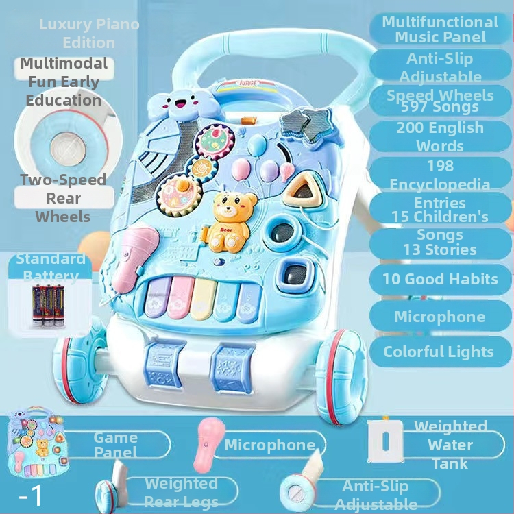 Bērnu staigātājs ar muzikālu spēļu galdu, transformējams spēļu galds, plastmasas konstrukcija, piemērots vecumam 0–3 gadi