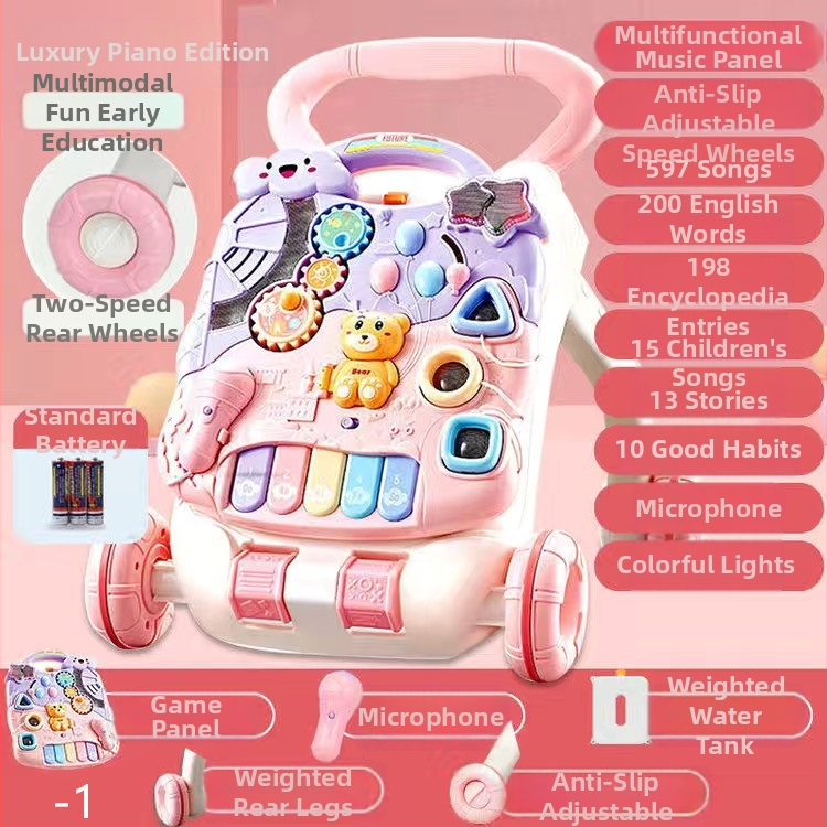 Bērnu staigātājs ar muzikālu spēļu galdu, transformējams spēļu galds, plastmasas konstrukcija, piemērots vecumam 0–3 gadi