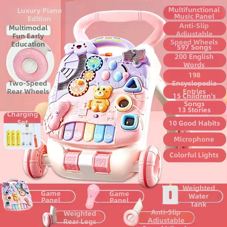 Bērnu staigātājs ar muzikālu spēļu galdu, transformējams spēļu galds, plastmasas konstrukcija, piemērots vecumam 0–3 gadi