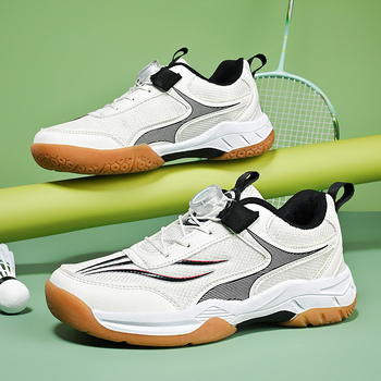 Детски обувки за бадминтон с въртяща се катарама, лек дишащ мрежест връх, противохлъзгаща гумена подметка