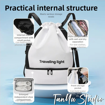 Unisex plūšanas soma ar sausā–slapja atdalījumu, 20–35L, poliesters, Oxford odere, vienkrāsains raksts, ikdienas ceļojumiem