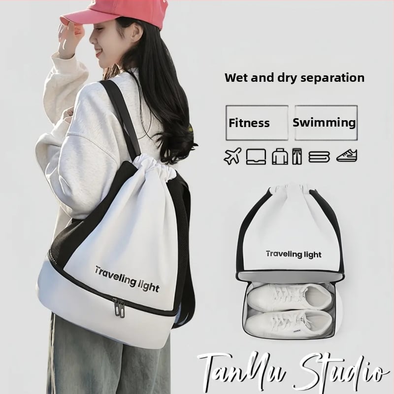 Unisex plūšanas soma ar sausā–slapja atdalījumu, 20–35L, poliesters, Oxford odere, vienkrāsains raksts, ikdienas ceļojumiem