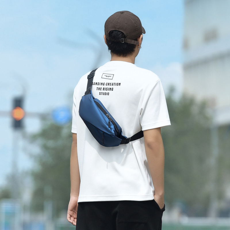 Geantă crossbody pentru bărbați, stil urban minimalist, PU material, design respirabil, model monocrom, căptușeală din poliester