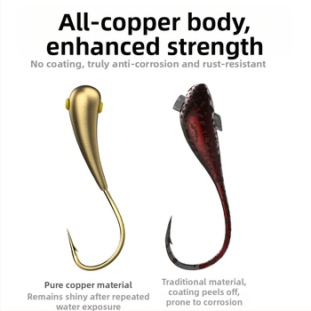 Cârlig de pescuit cu cap de cupru, tip Sky hook, cu vârfuri, unghi de 45°, vârf din alamă