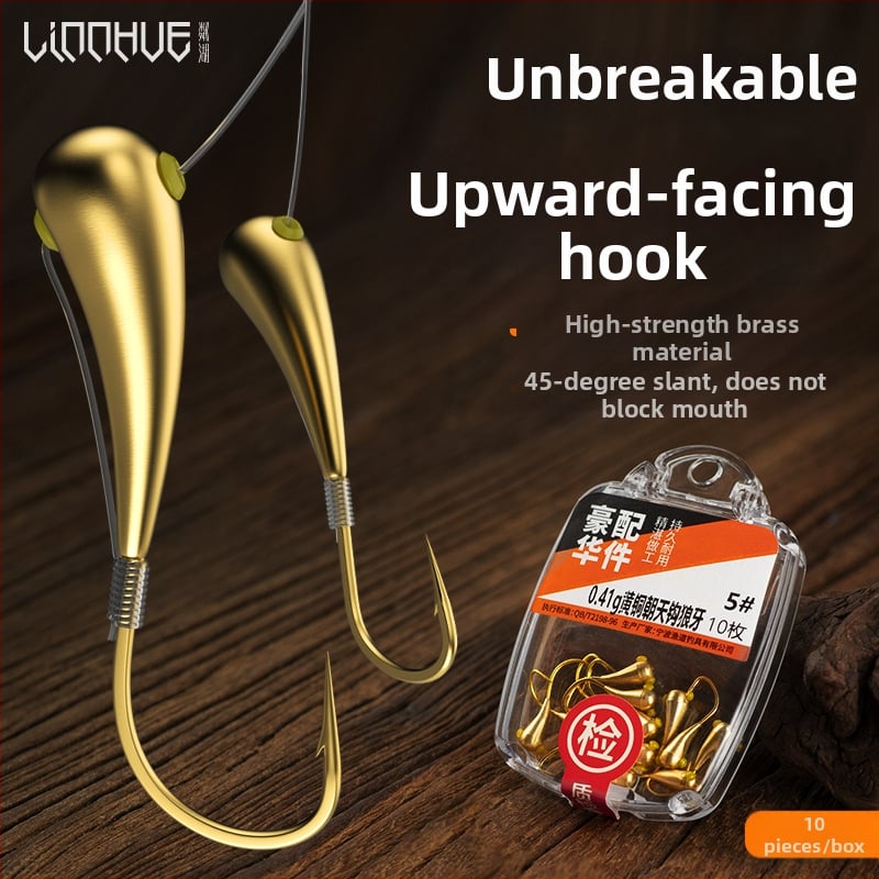 Cârlig de pescuit cu cap de cupru, tip Sky hook, cu vârfuri, unghi de 45°, vârf din alamă