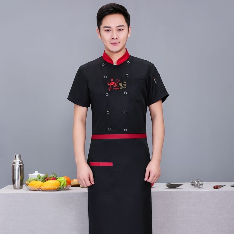 Férfi szakács egyenruha szállodákhoz — pamutkeverék, antiszennyező, hosszú ujjú, konyha/étterem, őszi-téli kínai stílus
