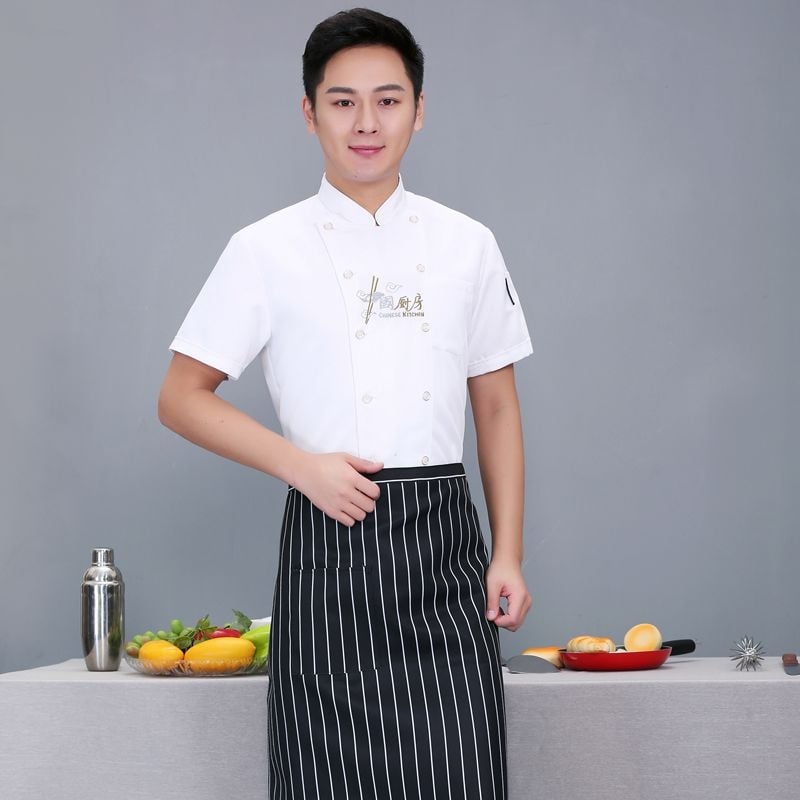 Férfi szakács egyenruha szállodákhoz — pamutkeverék, antiszennyező, hosszú ujjú, konyha/étterem, őszi-téli kínai stílus