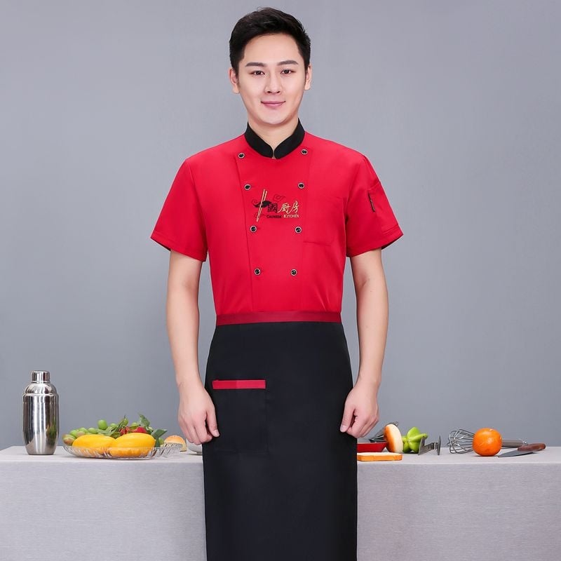 Férfi szakács egyenruha szállodákhoz — pamutkeverék, antiszennyező, hosszú ujjú, konyha/étterem, őszi-téli kínai stílus