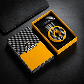 Cigāru griezējs ar dubulto asmeni, nerūsējošs tērauds, apaļš portatīvs dizains, modelis CLE-23GX1, viegls luksusa stils