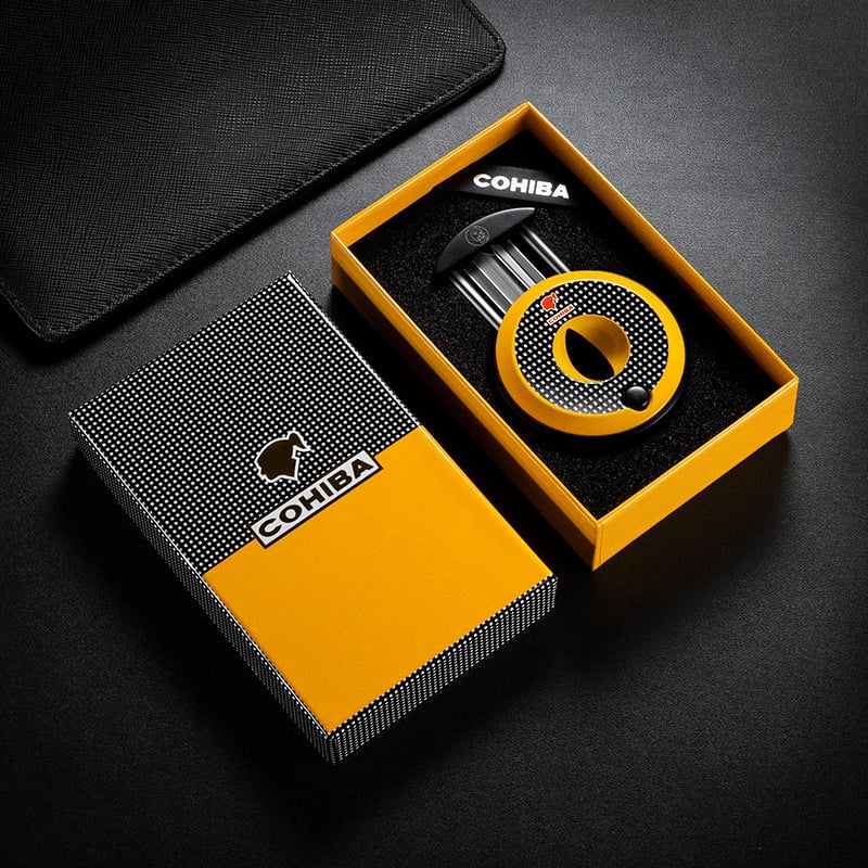 Cigāru griezējs ar dubulto asmeni, nerūsējošs tērauds, apaļš portatīvs dizains, modelis CLE-23GX1, viegls luksusa stils