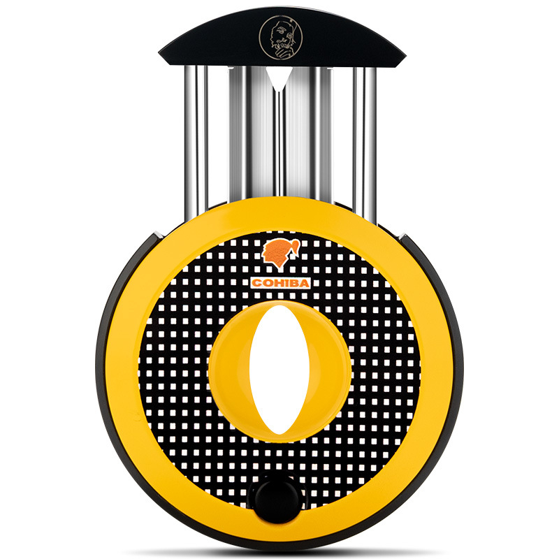 Cigāru griezējs ar dubulto asmeni, nerūsējošs tērauds, apaļš portatīvs dizains, modelis CLE-23GX1, viegls luksusa stils