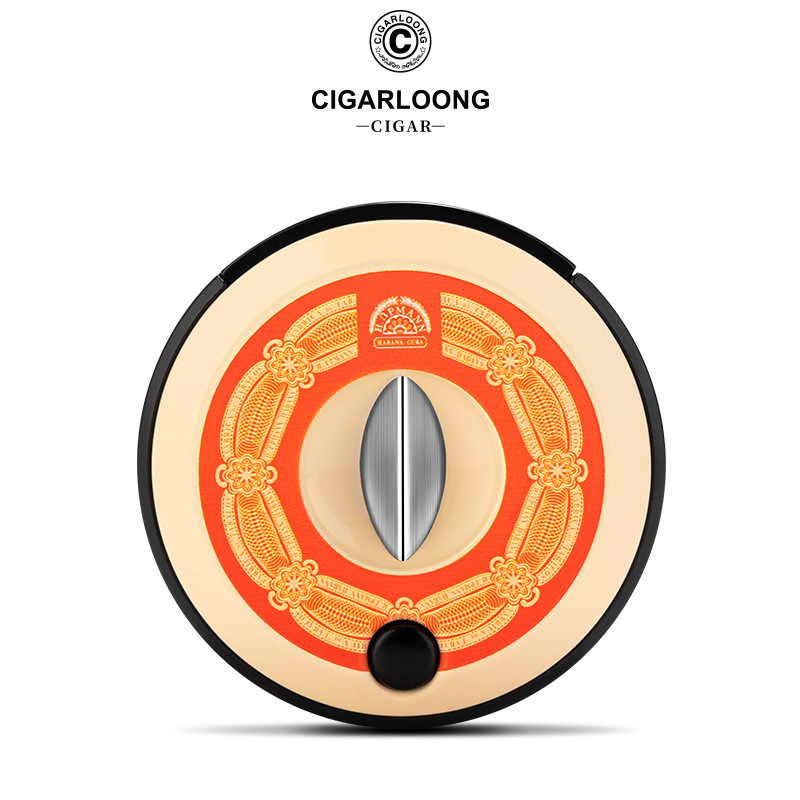 Cigāru griezējs ar dubulto asmeni, nerūsējošs tērauds, apaļš portatīvs dizains, modelis CLE-23GX1, viegls luksusa stils