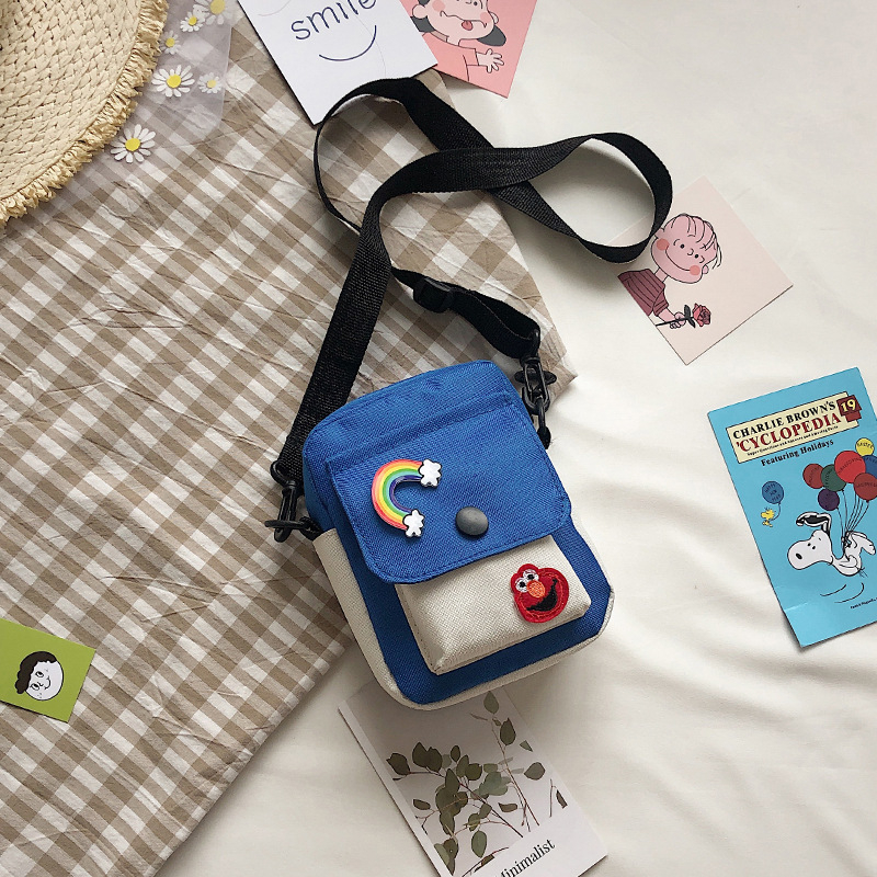 Geantă crossbody pentru femei Sesame Street, din Oxford, formă pătrată verticală, închidere cu fermoar, buzunare interne: telefon, ID, căptușeală poliester