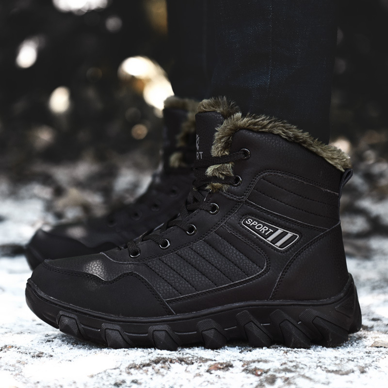 Muške zimske čizme za snijeg - vodootporne, s fleec unutarnjom podstavom, visokim gornjim dijelom, potplat od prirodnog kaučuka