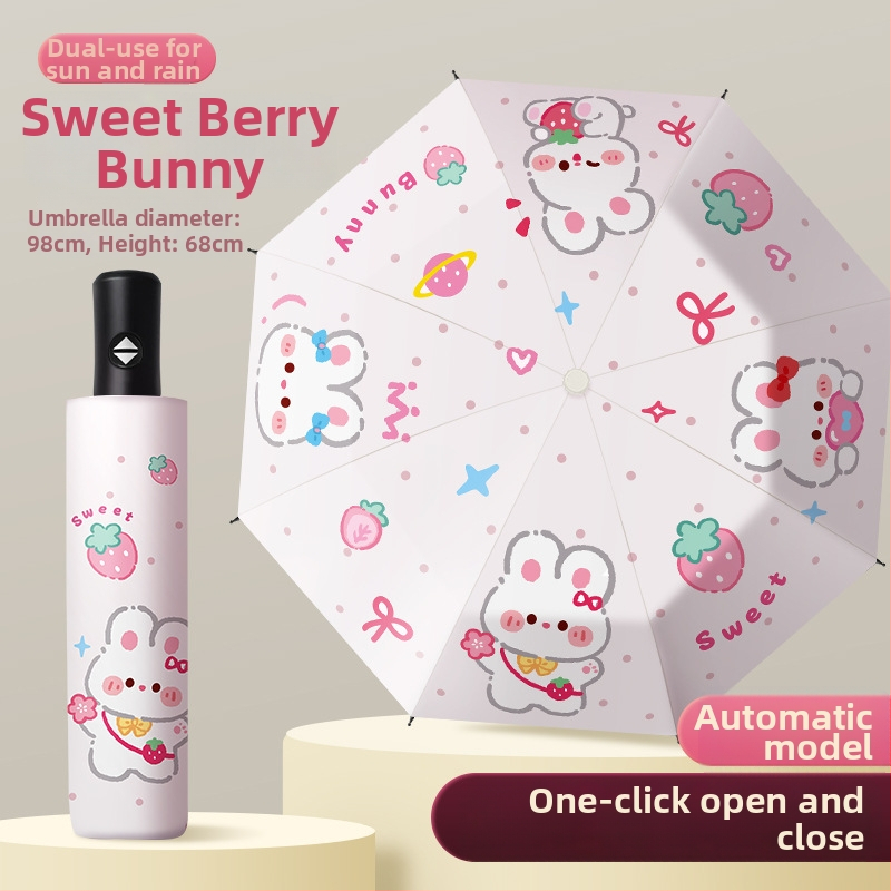 Bērnu saliekamais lietussargs, karikatūru stilā, bērniem 6–12 gadu vecumā, TPE audums, 170T blīvums, 8 stieņi, UPF > 50, svars 661 g