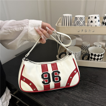 Geantă subraț, material PU, formă pătrată orizontală, închidere cu fermoar, curea simplă