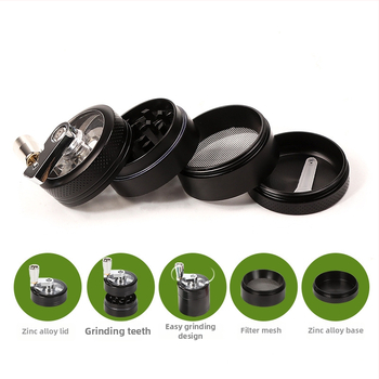 Rokas dzirnava tabakai no cinka sakausējuma, četrslāņu dizains ar rokturi