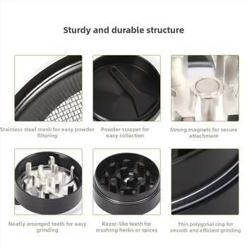 Rokas dzirnava tabakai no cinka sakausējuma, četrslāņu dizains ar rokturi