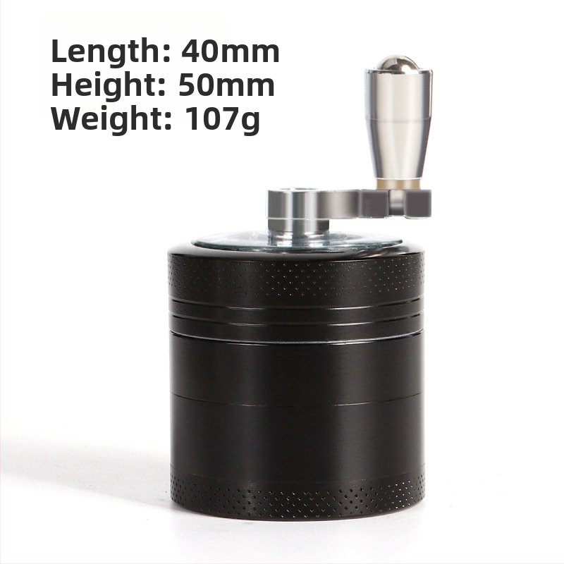 Rokas dzirnava tabakai no cinka sakausējuma, četrslāņu dizains ar rokturi