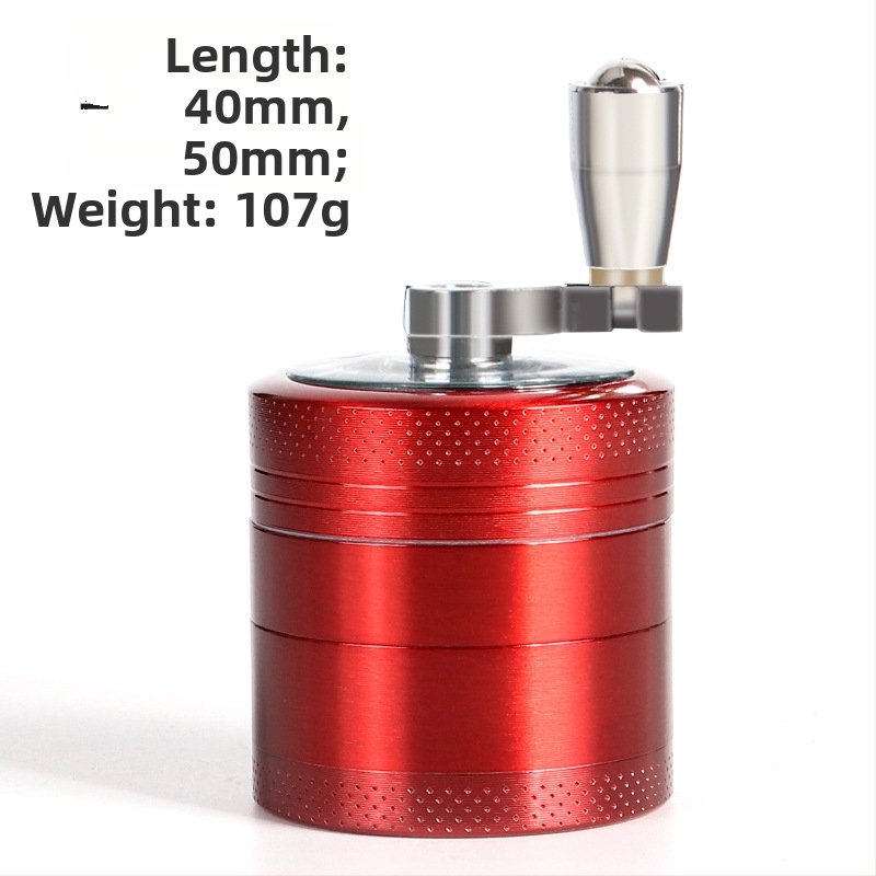 Rokas dzirnava tabakai no cinka sakausējuma, četrslāņu dizains ar rokturi