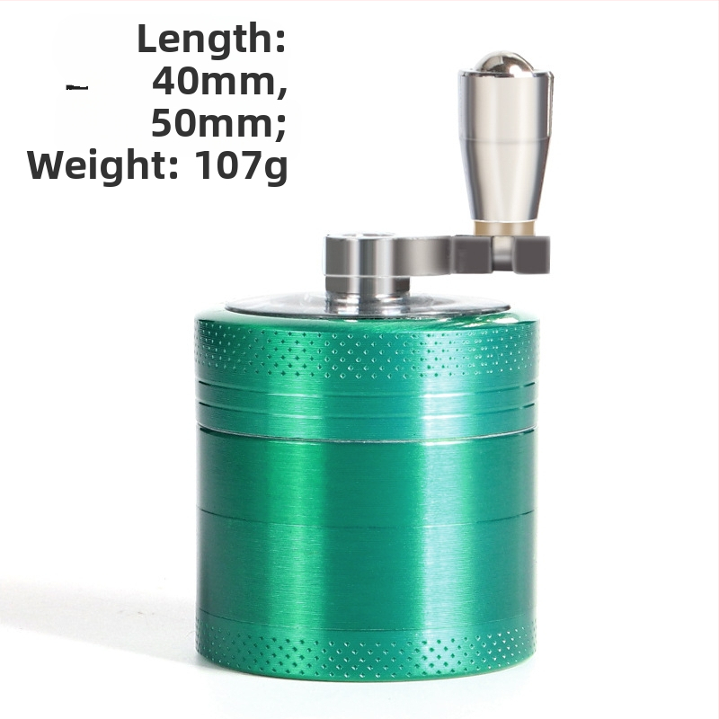 Rokas dzirnava tabakai no cinka sakausējuma, četrslāņu dizains ar rokturi