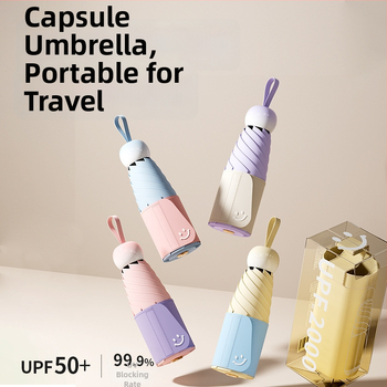 Bodini skėtis saulėms ir lietui, UV apsauga UPF >50, kompaktiškas penkių dalių sulankstomas su 6 lankais, rankinis atidarymas/uždarymas, logotipo pritaikymas