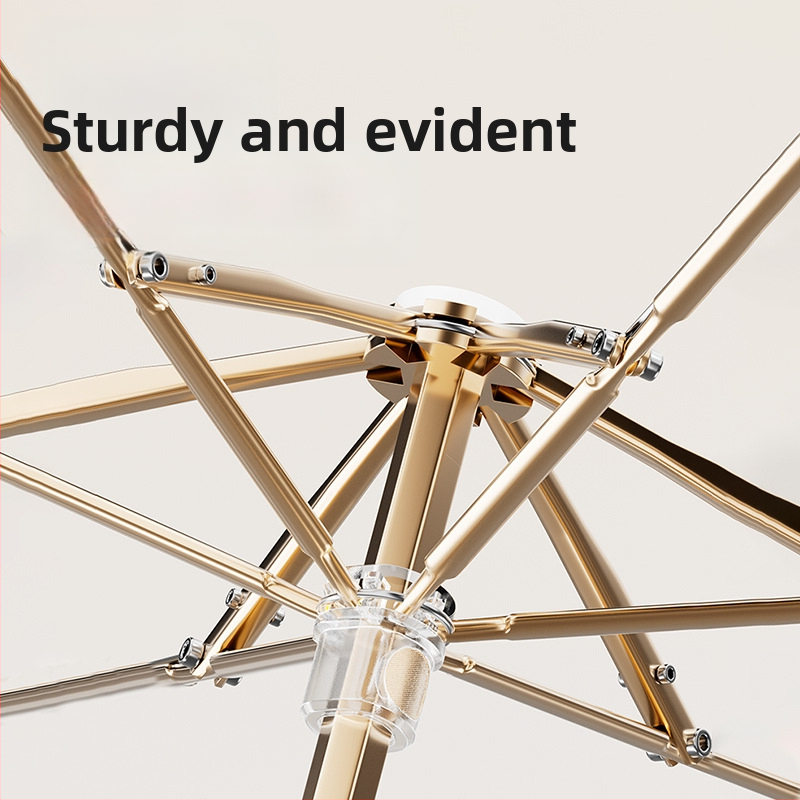 Bodini päikesesirm ja vihmavari, UV-kaitse UPF >50, kompaktne viieosaline kokkupandav, 6 ribaga, manuaalne avamine-sulgemine, logotüübi kohandamine