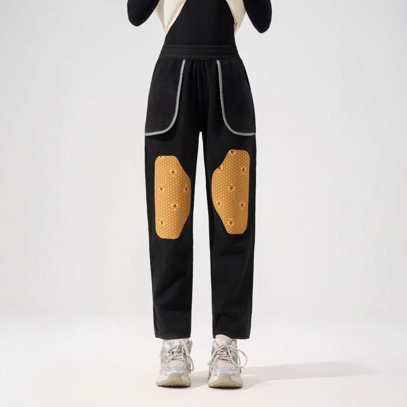 Pantaloni de iarnă pentru femei cu căptușeală din fleece, rezistenți la vânt și impermeabili, croială drept, talie înaltă, amestec poliester-elastan