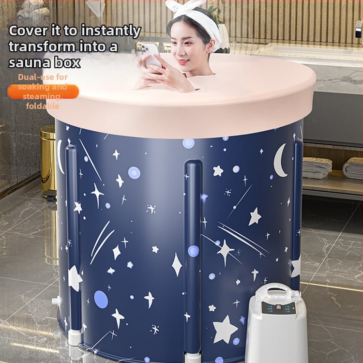 Sulankstoma šildoma vonios kibiras suaugusiems — nailono audinys, viso kūno voniai