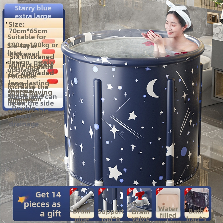 Sulankstoma šildoma vonios kibiras suaugusiems — nailono audinys, viso kūno voniai