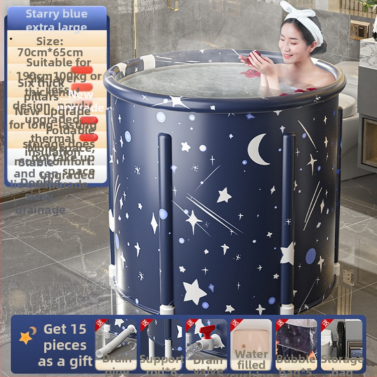 Sulankstoma šildoma vonios kibiras suaugusiems — nailono audinys, viso kūno voniai