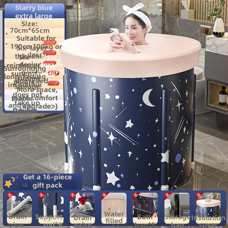 Sulankstoma šildoma vonios kibiras suaugusiems — nailono audinys, viso kūno voniai