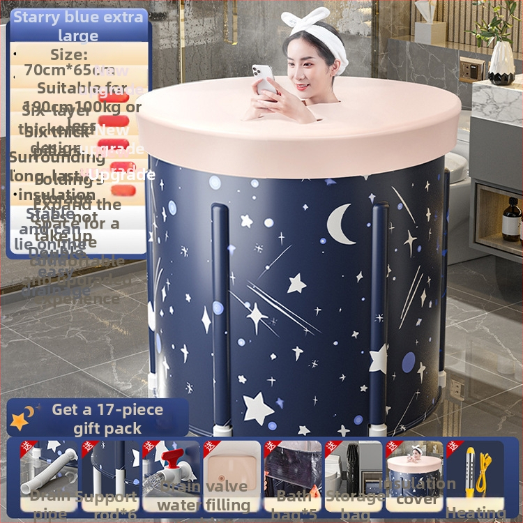 Sulankstoma šildoma vonios kibiras suaugusiems — nailono audinys, viso kūno voniai