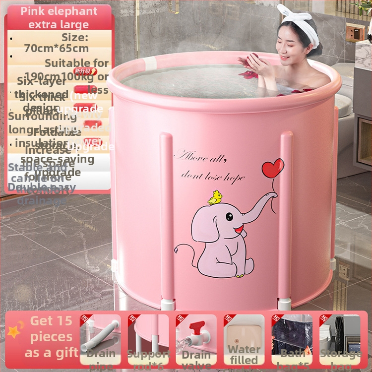 Sulankstoma šildoma vonios kibiras suaugusiems — nailono audinys, viso kūno voniai