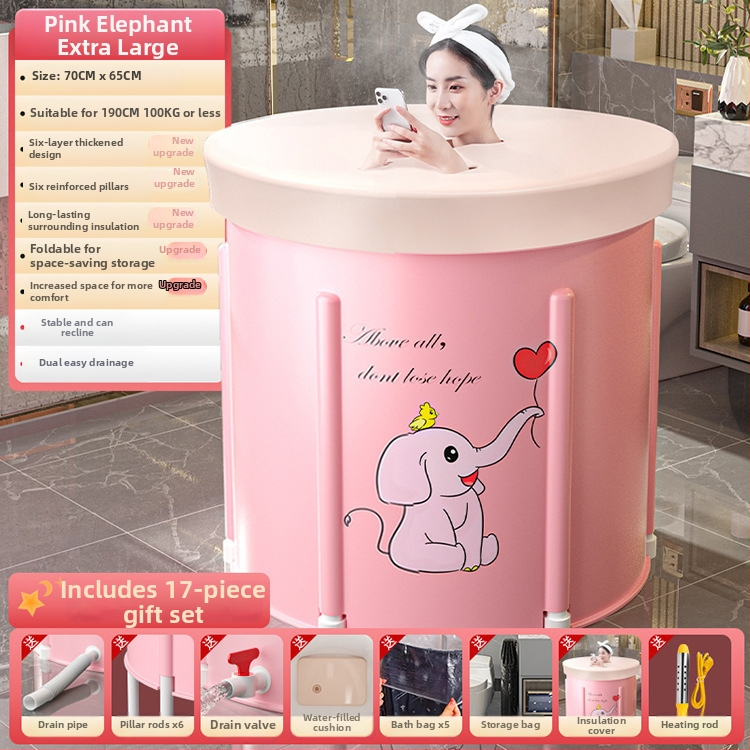 Sulankstoma šildoma vonios kibiras suaugusiems — nailono audinys, viso kūno voniai