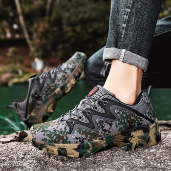 Unisex kamuflažne planinarske tenisice - prozračni mrežasti gornji dio, prednje vezanje, protuklizne, otporne na habanje, niski profil