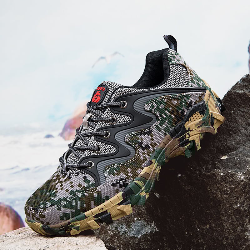Unisex kamuflažne planinarske tenisice - prozračni mrežasti gornji dio, prednje vezanje, protuklizne, otporne na habanje, niski profil