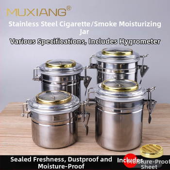 Muxiang Nerūsējošā tērauda tabakas mitrināšanas trauks ar higromētru, hermētiski noslēgts