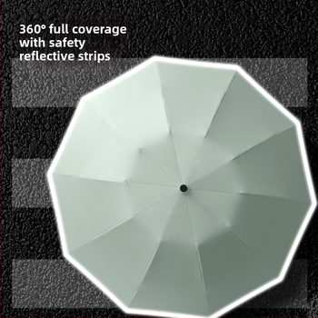 Atgriežamais lietussargs ar 10 ribām, automātiska atvēršana, atstarojošs malējums un gaismas josla, logotipa drukāšana un pielāgošana