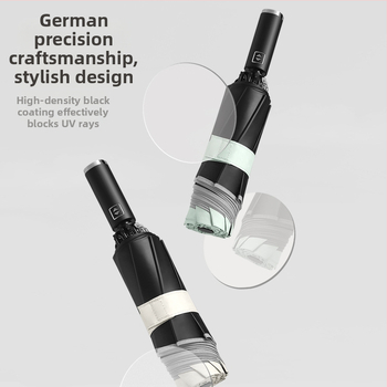 Atgriežamais lietussargs ar 10 ribām, automātiska atvēršana, atstarojošs malējums un gaismas josla, logotipa drukāšana un pielāgošana