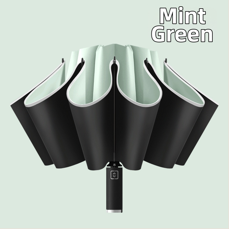 Atgriežamais lietussargs ar 10 ribām, automātiska atvēršana, atstarojošs malējums un gaismas josla, logotipa drukāšana un pielāgošana