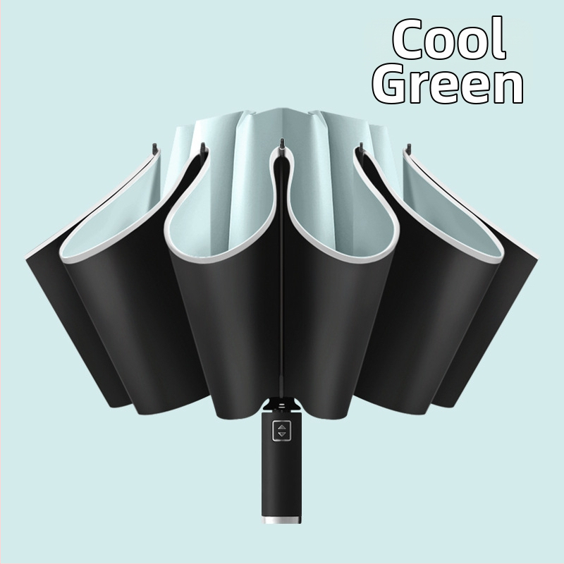 Atgriežamais lietussargs ar 10 ribām, automātiska atvēršana, atstarojošs malējums un gaismas josla, logotipa drukāšana un pielāgošana