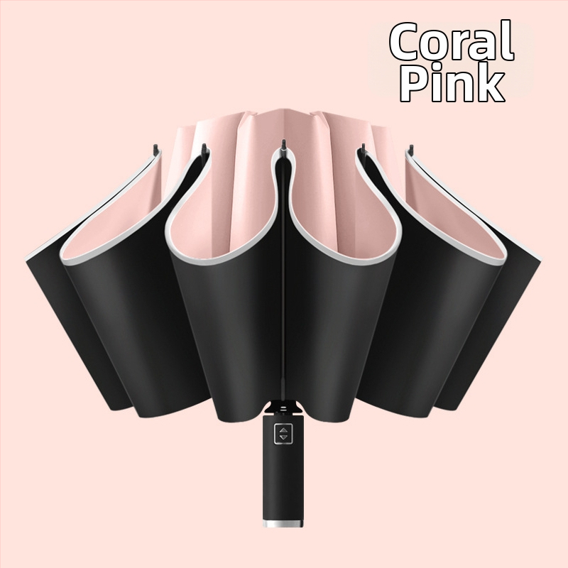 Atgriežamais lietussargs ar 10 ribām, automātiska atvēršana, atstarojošs malējums un gaismas josla, logotipa drukāšana un pielāgošana