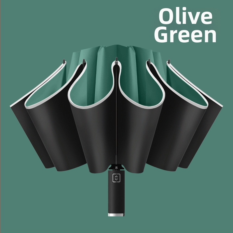 Atgriežamais lietussargs ar 10 ribām, automātiska atvēršana, atstarojošs malējums un gaismas josla, logotipa drukāšana un pielāgošana