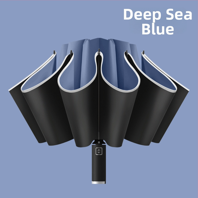 Atgriežamais lietussargs ar 10 ribām, automātiska atvēršana, atstarojošs malējums un gaismas josla, logotipa drukāšana un pielāgošana