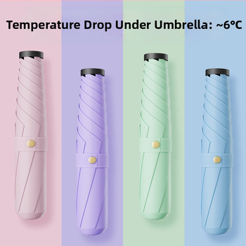 Salokāms lietussargs ar UV aizsardzību, UPF virs 50, 6 ribas no sakausējuma rāmja, triecienizturīgs audums, manuāla atvēršana un aizvēršana