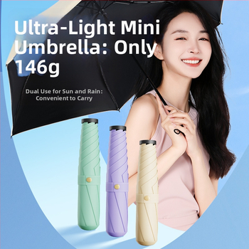 Salokāms lietussargs ar UV aizsardzību, UPF virs 50, 6 ribas no sakausējuma rāmja, triecienizturīgs audums, manuāla atvēršana un aizvēršana