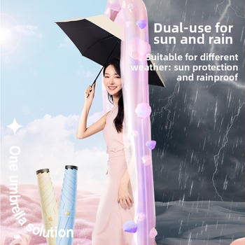 Salokāms lietussargs ar UV aizsardzību, UPF virs 50, 6 ribas no sakausējuma rāmja, triecienizturīgs audums, manuāla atvēršana un aizvēršana