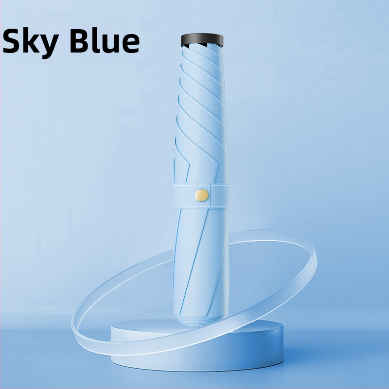 Salokāms lietussargs ar UV aizsardzību, UPF virs 50, 6 ribas no sakausējuma rāmja, triecienizturīgs audums, manuāla atvēršana un aizvēršana