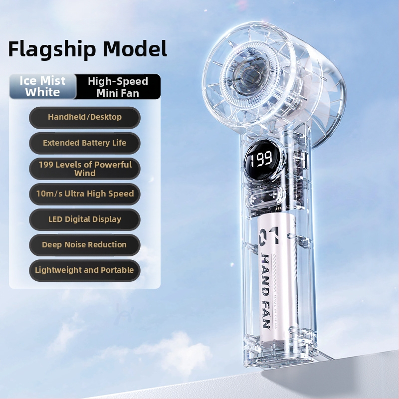 Rankinis mini ventiliatorius, 6 greičiai oro srautų, įdiegta 1200–2000 mAh baterija, įkraunamas, 3 mentelės, tylus veikimas (<36 dB), 5V maitinimas